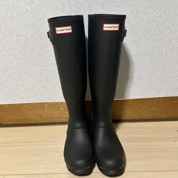 HUNTER 블랙 레인부츠 UK 6