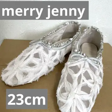 새상품급 merry jenny 튤 새틴 플랫슈즈 꽃무늬 자수
