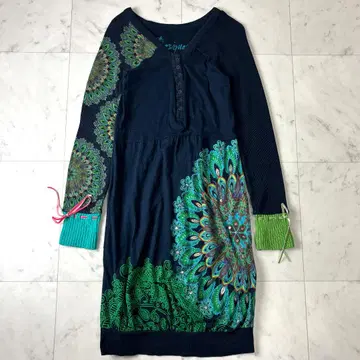 데시구알 S 니트 도킹 원피스 피콕 네이비 Desigual