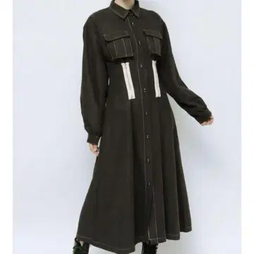 jouetie 허리 ZIP 롱 원피스 셔츠 원피스 black