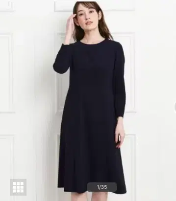 미사용에 가까운 쿠 드 샹스 네이비 긴팔 원피스 36 수험