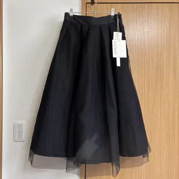 Lajour 플레어 스커트 쉬폰 블랙