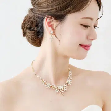 ANNA WEDDING 플라워 V라인 목걸이 세트 LM016