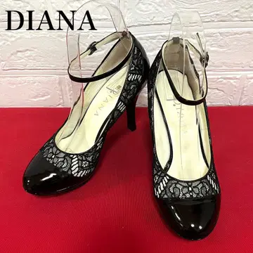 거의 미사용품 DIANA 펌프스 레이스 에나멜 앵클 스트랩 23
