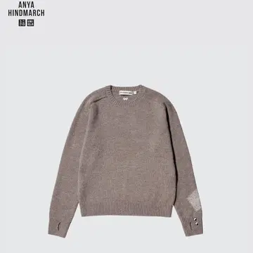 유니클로 x 안야 힌드마치 캐시미어 크루넥 스웨터 브라운 S