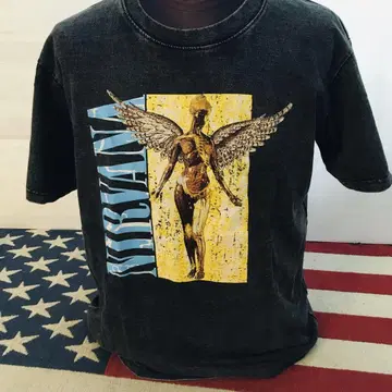 닐바나 Nirvana L 밴드 티셔츠 락 티셔츠 .