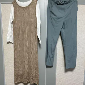 미사용품 메쉬 롱 기장 상의와 팬츠 셋업