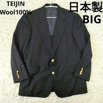 TEIJIN MEN'S 골드 버튼 네이비 블레이저 자켓 AB6 고품질 L