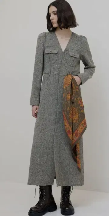AMERI ADORABLE BACK RIBBON TWEED DRESS