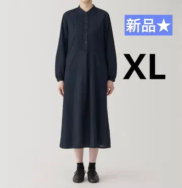 새상품 무인양품 면 보일 긴팔 원피스 네이비 가을/겨울 XL 심플