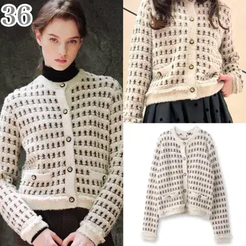 가격 인하 DRESSTERIOR 빈티지 라메 트위드 가디건