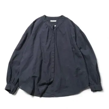 북유럽 생활 잡화점 체크 직조 개더 블라우스 네이비
