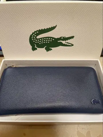 Lacoste 네이비 가죽 장지갑 남성용
