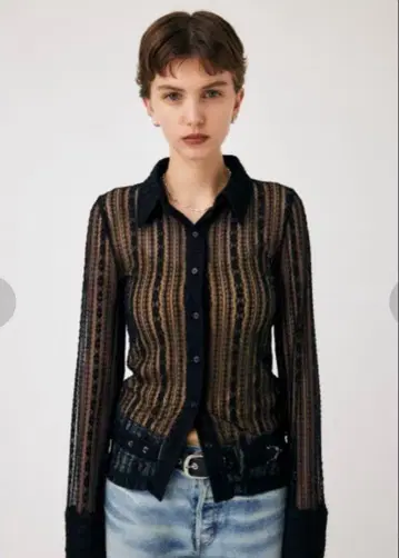 moussy 시어 레이스 셔츠 블라우스