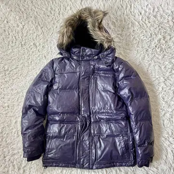 Y2K 다운 자켓 후드&퍼 입고 벗기 가능 시크 스타일 갸루 남자 퍼플