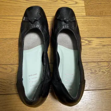 fitfit 25cm 블랙 가죽 웨지힐 펌프스