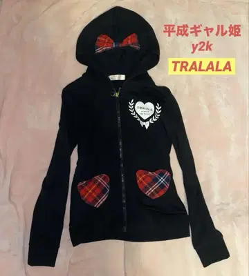 헤이세이 공주 갸루 구제 의류 y2k TRALALA 후드티 빨간색 체크