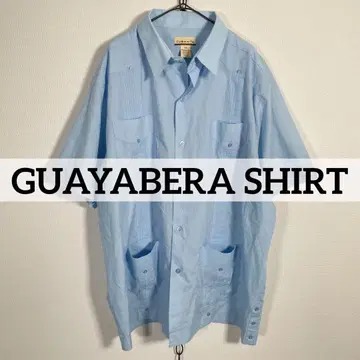 90s 빈티지 GUAYABERA SHIRT 반팔 쿠바 셔츠 블루