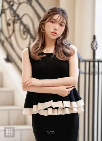 Darich 랜덤 프릴 니트 셋업 블랙