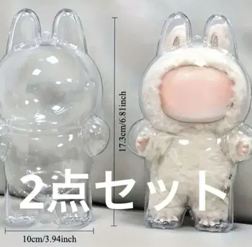 Labubu용 라부부 스탠딩 봉제 인형 보호 케이스 2세트 클리어 경질
