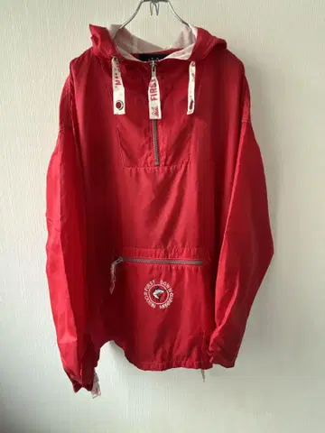 90s FIRSTDOWN 아노락 후디 나일론 자켓 빨간색 XL