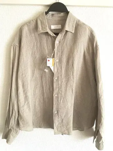 택 포함 미사용품 카구레 드라이 린넨 레귤러 셔츠 린넨 겉옷 가을 상품