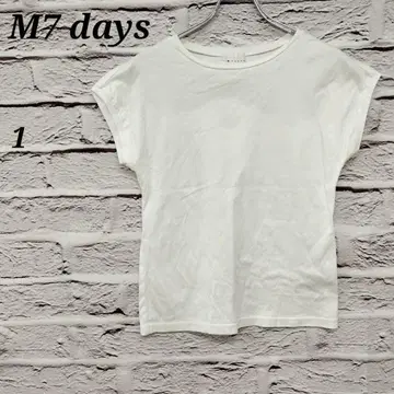 M7 days [ 1 ] U넥 프렌치 슬리브 T셔츠 코튼 무지 화이트
