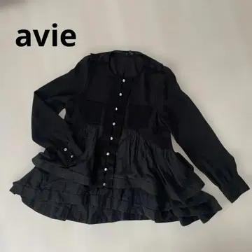 avie 긴팔 블라우스 블랙 M 이소재 조합 실크 혼방