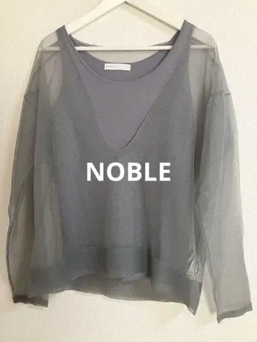 주말 가격 NOBLE 시어 그라데이션 니트 앙상블 그레이