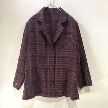 내추럴 베이직 체크 무늬 자켓 시스루 ( M ) 사이드 슬릿