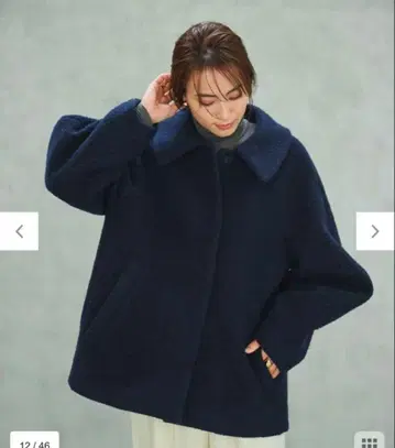 Newans 푸들 코쿤 코트 해시 뉴앙스 네이비