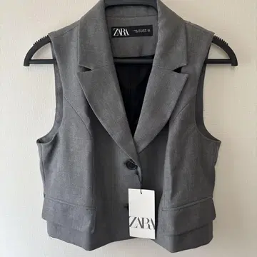 ZARA 그레이 슬리브리스 베스트 S 사이즈