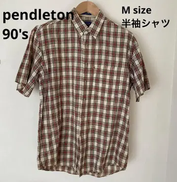 Pendleton 체크 무늬 반팔 셔츠 M 남성용