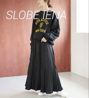 새상품급 SLOBE IENA 타프타 와셔 플리츠 스커트 롱 기장 블랙
