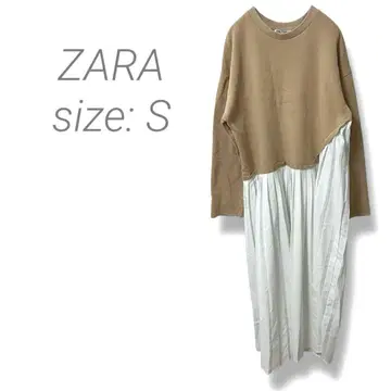 [ 자라 ] ZARA 도킹 롱 원피스 플리츠 S 베이지