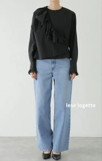 새상품 leur logette/룰 로 디자인 블라우스 긴팔 블랙 1