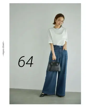 [ 미사용 새상품 ] mysacloset 배기 데님 연한 네이비 64