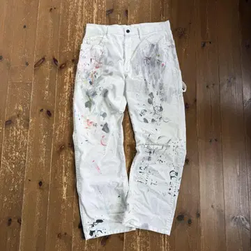 Dickies 화이트 페인터 팬츠 핸드메이드