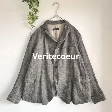 Veritecoeur 새상품급 라운드 자켓 코튼 린넨 헤링본