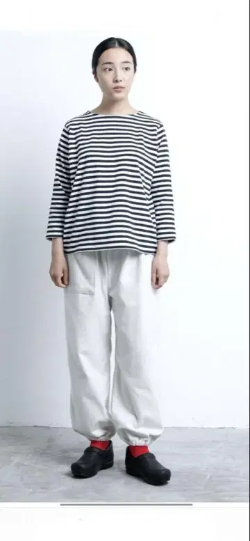 나카가와 마사시치 상점 따뜻한 몸빼 팬츠 M 오프화이트 새상품급