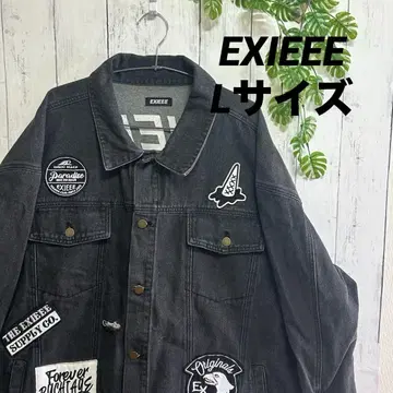 EXIEE 패치 포함 오버 사이즈 블랙 데님 자켓 L 사이즈