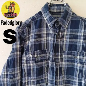 USA 구제 의류 Fadedglory 플란넬 셔츠 S 네이비 화이트 체크