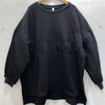루필리안 이소재 프릴 블랙 긴팔 오버 상의 새상품