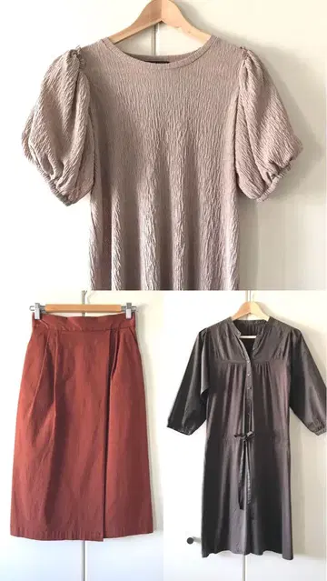 ZARA 상의, 원피스, 스커트 3종 세트 브라운 계열