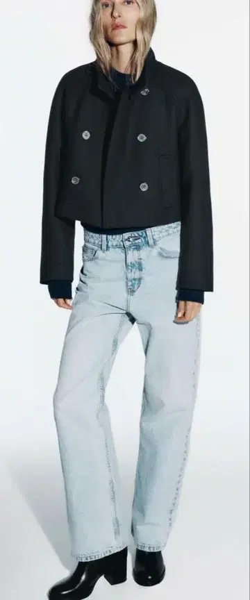 zara 블랙 울 블렌드 자켓 아우터 숏코트