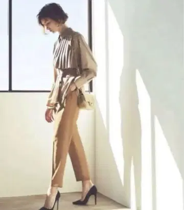 새상품급 RUIRUE BOUTIQUE 플리츠 롱 셔츠 & 팬츠 셋업 S