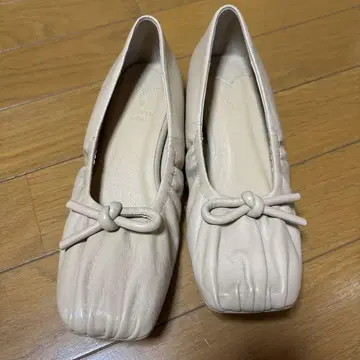 베이지 리본 포함 플랫슈즈 M 사이즈