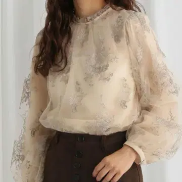 새상품급 mysty women 플로럴 블라우스 아이보리