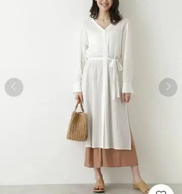 Natural Beauty Basic 화이트 롱 셔츠 원피스