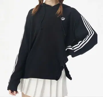 ADIDAS 한쪽 사이드 프릴 슬릿 후디 후드티 프릴